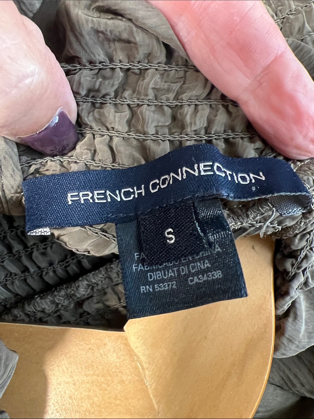 French Connection Dress, Green, Mini, Smocking on Bodice, Ruffle Accents, Small - Picture 10 of 10